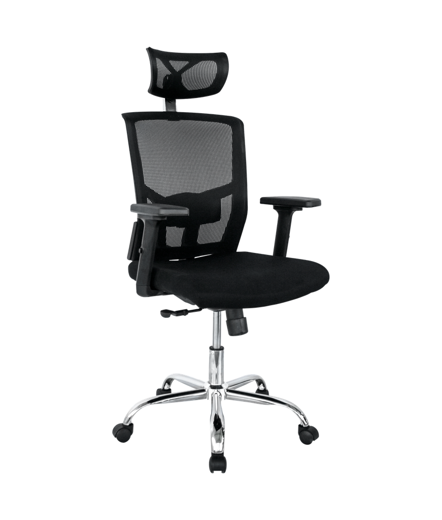SILLA OFICINA ERGONÓMICA APOYO LUMBAR BZOS AJUSTABLES SYNCRO NAIROBI CROMO