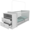 CUNA COMODA BLANCA CON 2 CAJONES 60CM DE ANCHO X 130CM DE LARGO