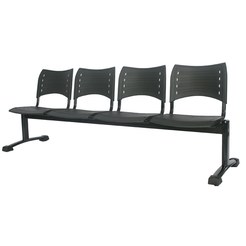 SILLA TANDEM DE 4 PUESTOS POLIPROPILENO BASE METALICA NEGRA SMART