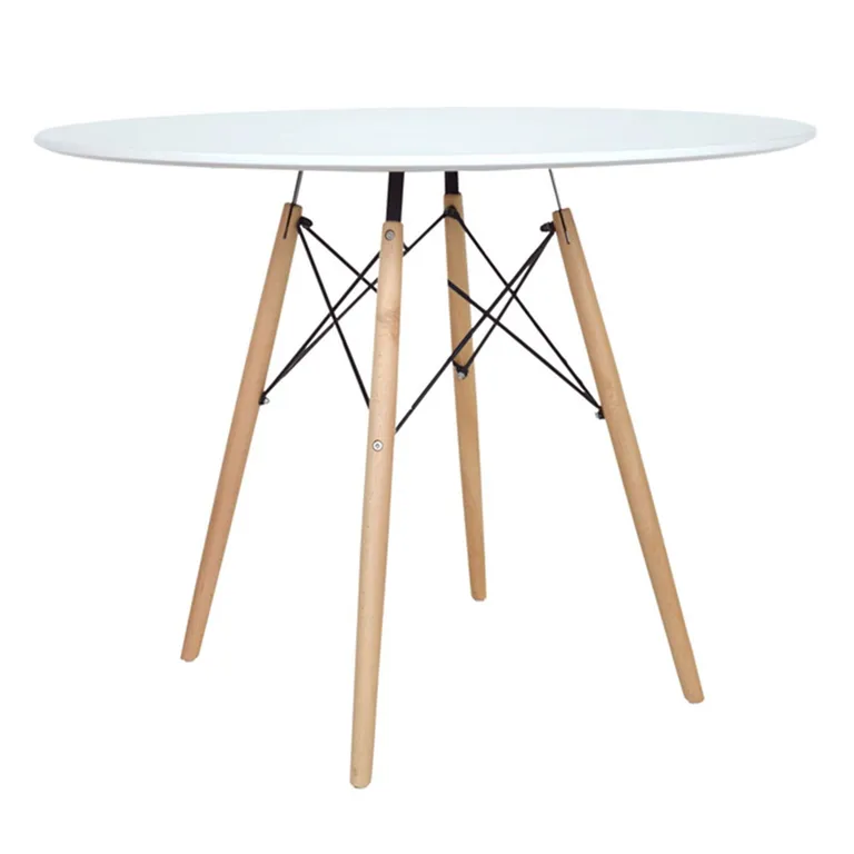 MESA EAMES POLIPROPILENO 80CM PATAS DE MADERA ESTRUCTURA METALICA