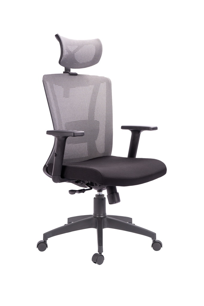 SILLA GERENCIAL RECLINABLE POLO MALLA GRIS MECANISMO SINCRO SLIDER