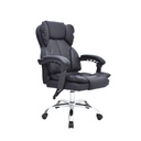 SILLA GERENCIAL CUERINA ALCOLCHONABLE RECLINABLE ESPALDAR NEGRA 2 PERILLAS BASE CROMO DELTA