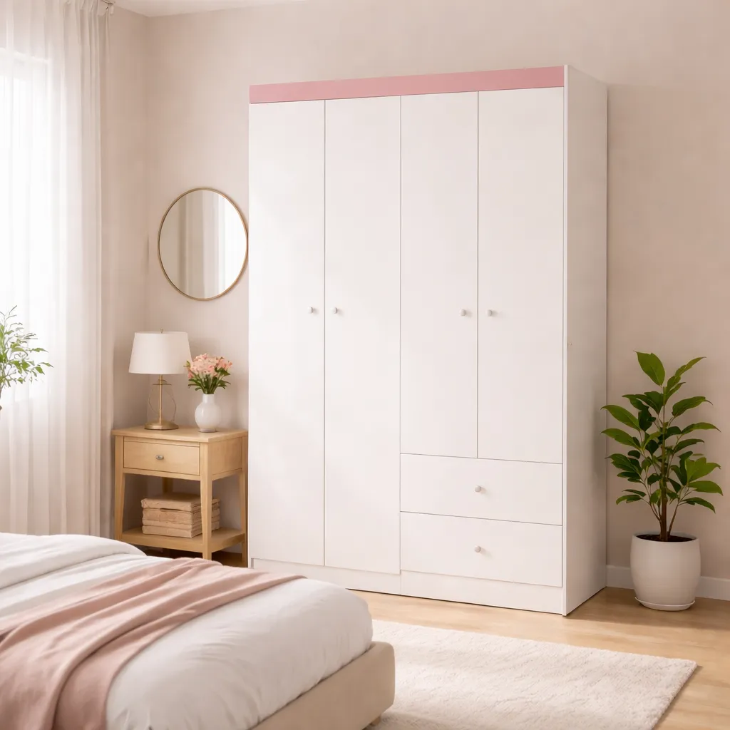 ARMARIO CLOSET VERSA BLANCO 4 PUERTAS 102 X 182 X 46 2 CAJONES