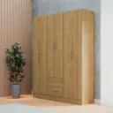 ARMARIO CLOSET OSLO 6 PUERTAS CASTAÑO 2 CAJONES 138CM X 174CM