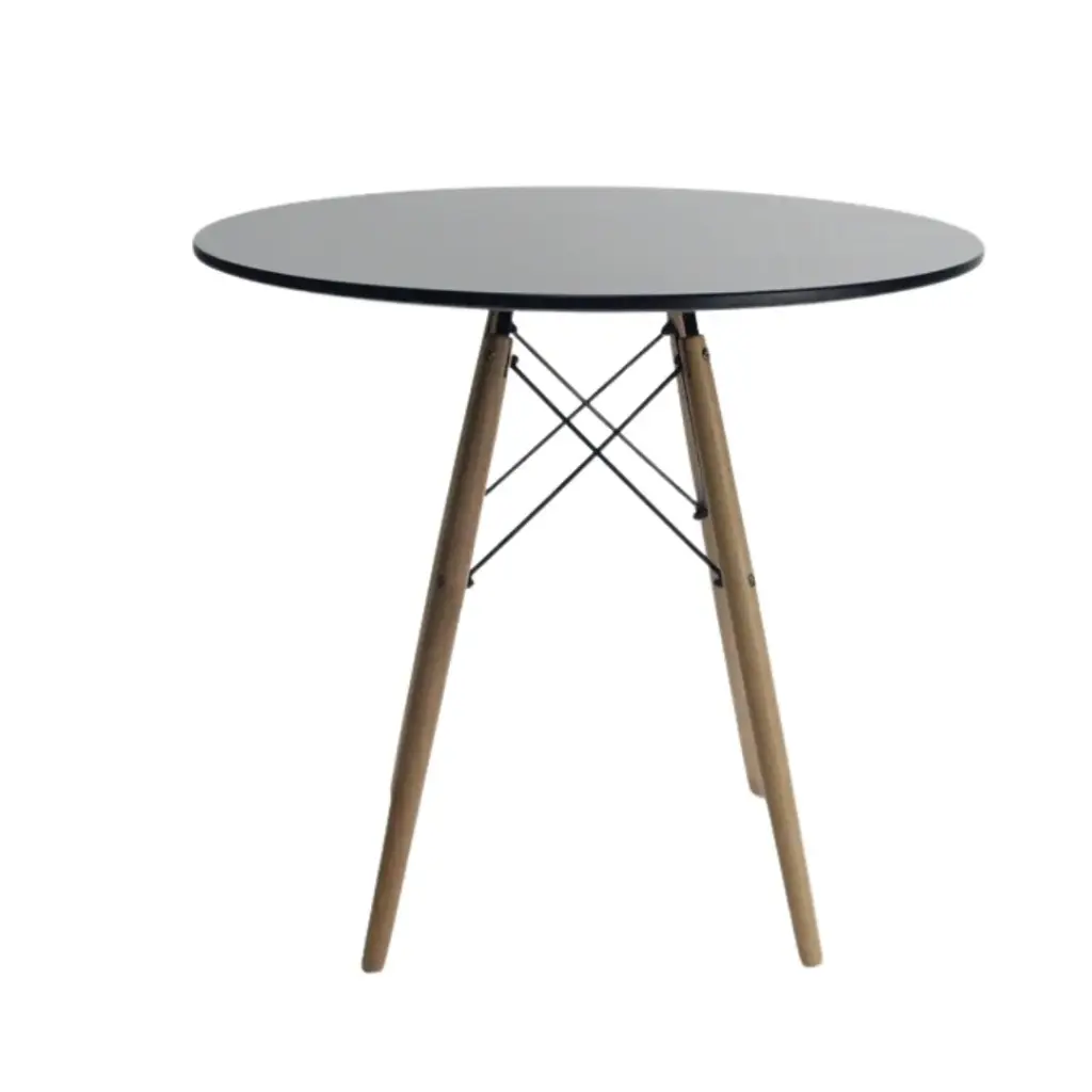 MESA EAMES REDONDA NEGRA POLIPROPILENO MADERA 80CM