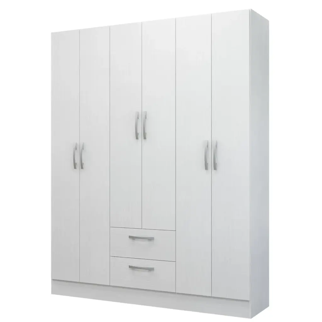 ARMARIO CLOSET OSLO 6 PUERTAS BLANCO 2 CAJONES  135,5 CM X 173CM
