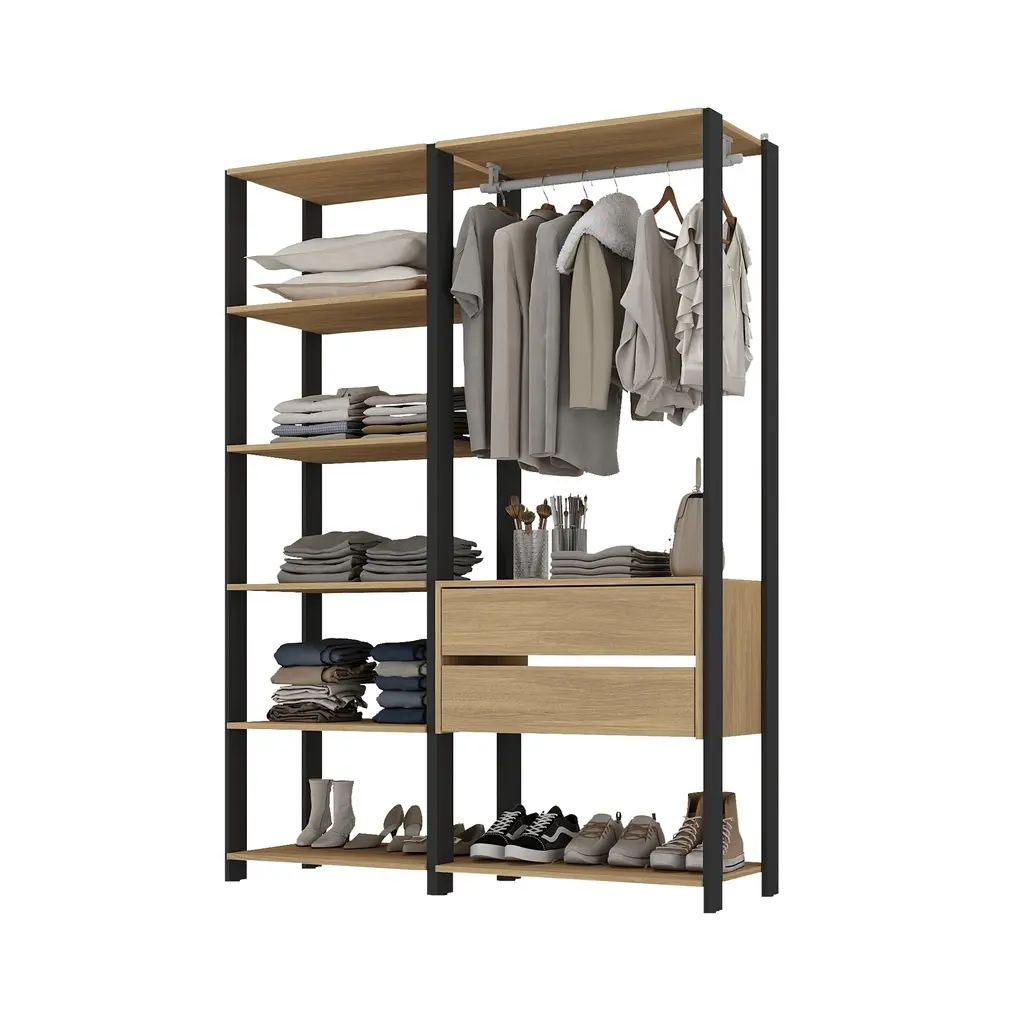ARMARIO CLOSET ABIERTO CASTAÑO METALICO 135X183 CM 