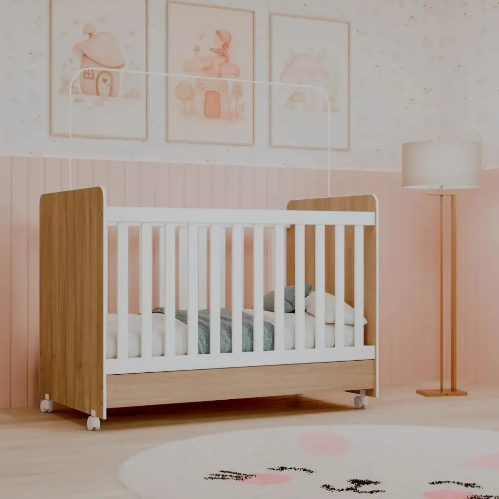 CUNA COLECHO Y CAMA BUNNY 3 EN 1 CON RUEDAS Y COLCHON CASTAÑO
