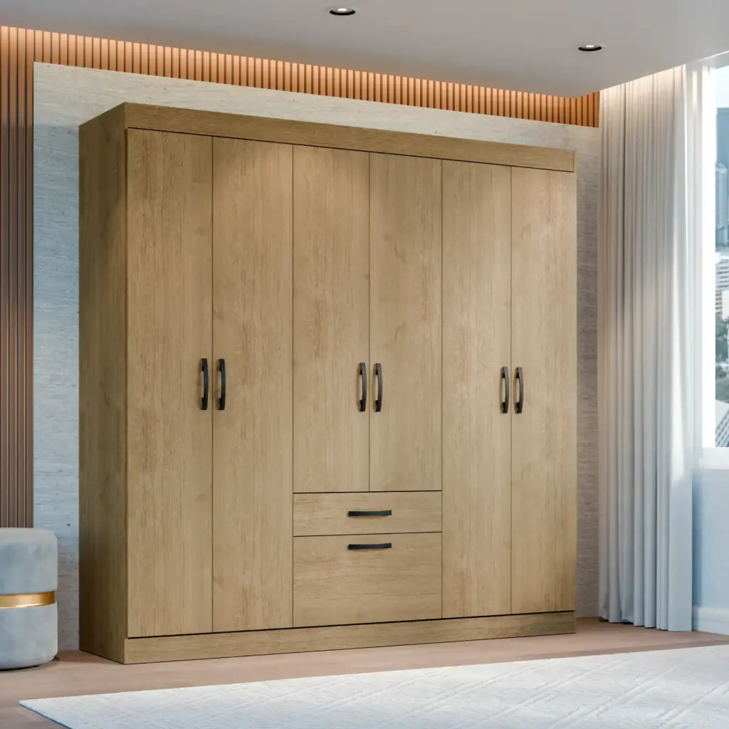 CLOSET CASA NOVA 6 PUERTAS 1 CAJON 1 ZAPATERO 181X183 CM MDP