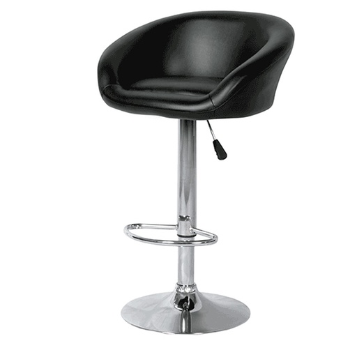 [003-1649] SILLA BAR BUTACO GIRATORIO / NEGRO INDIANA CUERO CON BASE CROMO
