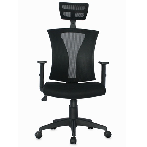 [003-0726+003-0820-1] SILLA DE OFICINA PRAGA BRAZOS GRADUABLE / BASE NYLON / ASIENTO EN PAÑO NEGRO