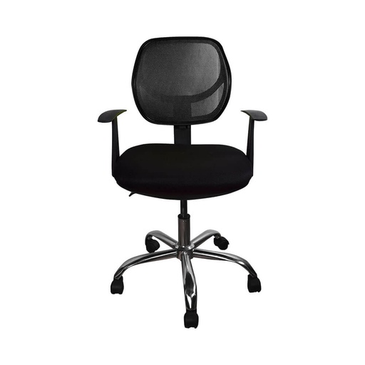 [JYX-0123] SILLA EJECUTIVA ALHAMBRA / ERGONOMICA / EN  MALLA / BRAZOS FIJOS / ASIENTO TAPIZADO / NEGRA