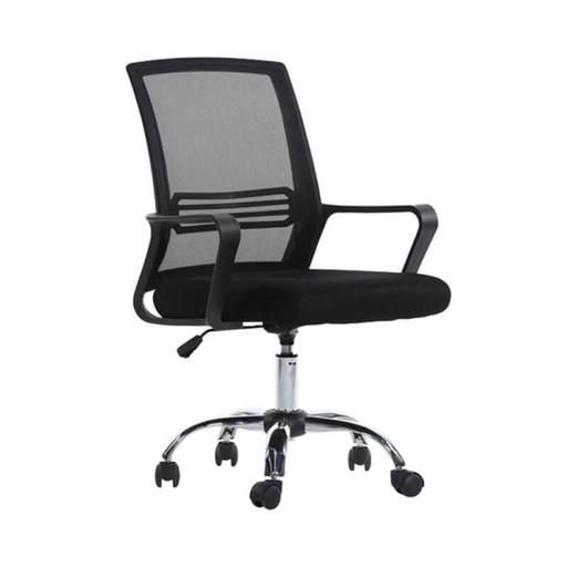 [102007] SILLA EJECUTIVA EN MALLA DETROIT BASE CROMO