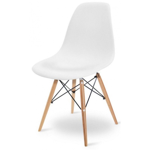 [120022] SILLA EAMES TRADICIONAL CON PATAS EN MADERA - BLANCA
