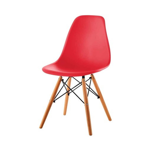 [120029] SILLA EAMES TRADICINAL CON PATAS DE MADERA - ROJA