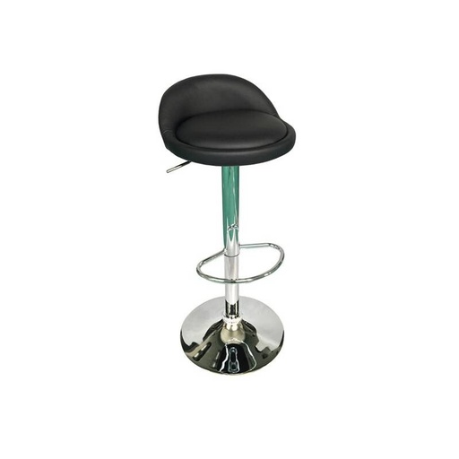 [121038] SILLA BAR OPRAH ALTA EN CUERO PU Y BASE EN ACERO CROMADA - NEGRO