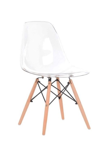 [120156] SILLA EAMES TRANSPARENTE PATAS MADERA POLIPROPILENO
