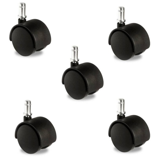 [RUEDAX5] RUEDAS DE OFICINA NEGRAS X 5 UNIDADES POLIPROPILENO