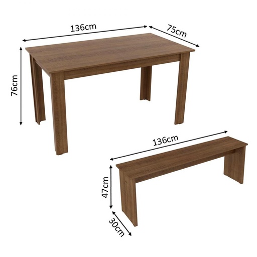 [126177] JUEGO DE COMEDOR BRISTOL CASTAÑO DE 4 PUESTOS