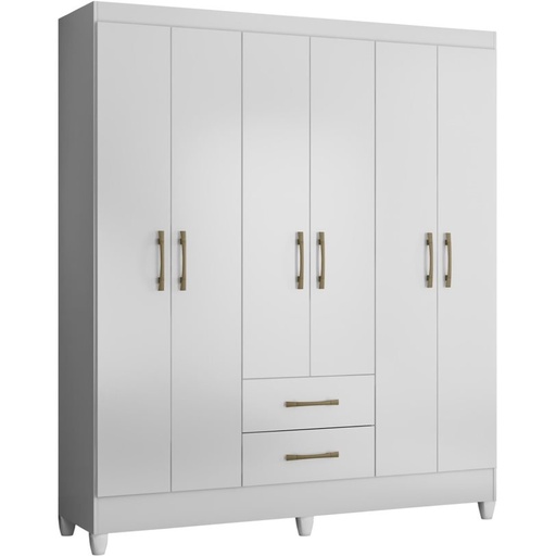 [140090] CLOSET ARMARIO PANAMA 6 PUERTAS 182 X 152 CM BLANCO