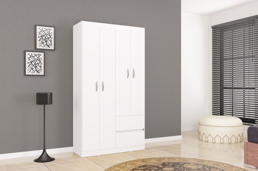 [140105] CLOSET ARMARIO LISBOA 4 PUERTAS BLANCO 183X98.5 CM MDP