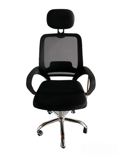 [103033] SILLA DE OFICINA MALLA EJECUTIVA CABECERO BASE CROMO LONDON