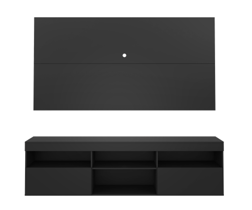 [151052] RACK CON PANEL FLORIDA TV 65 NEGRO PARED NEGRO MDP