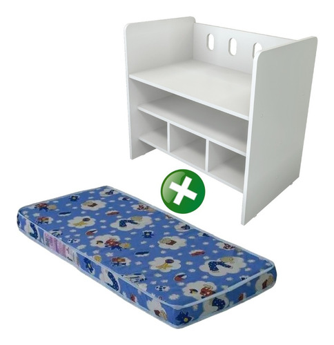 [162003] CUNA PARA BEBE BLANCO 2 EN 1 CON COLCHON ANGELS