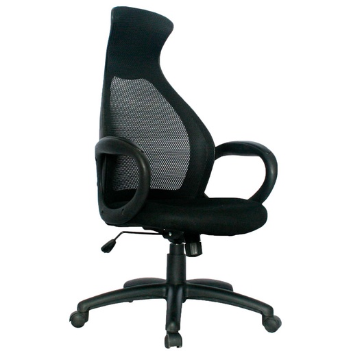 [3-1153] SILLA DAYTONA MARCO NEGRO / ESPALDA EN MALLA NEGRA / ASIENTO EN PAÑO NEGRO
