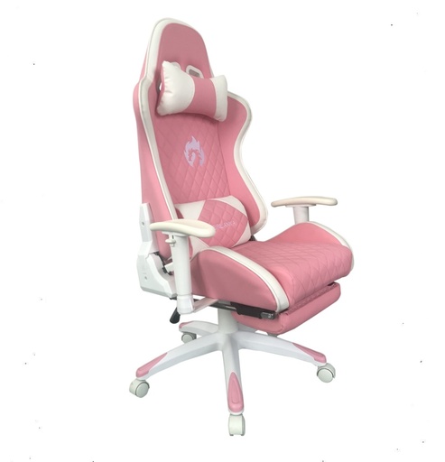 [108618PINK] SILLA GAMER PROFESIONAL WAIFU BLANCA ROSADO DESCANSAPIES ERGONOMICA