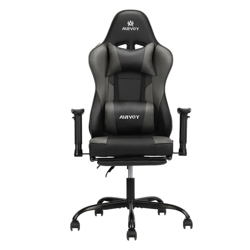 [112038] SILLA GAMER NEGRO GRIS BRAZOS 2D DESCANSAPIES OMEGA RECLINABLE