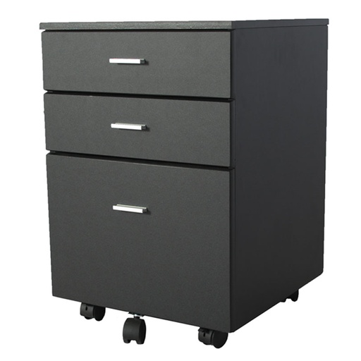 [003-3716] ARCHIVADOR EN MDF / 3 CAJONES / CON RADACHINES / PINTURA NEGRA / LARGO 47 CM / ANCHO 47 CM / ALTO 68 CM