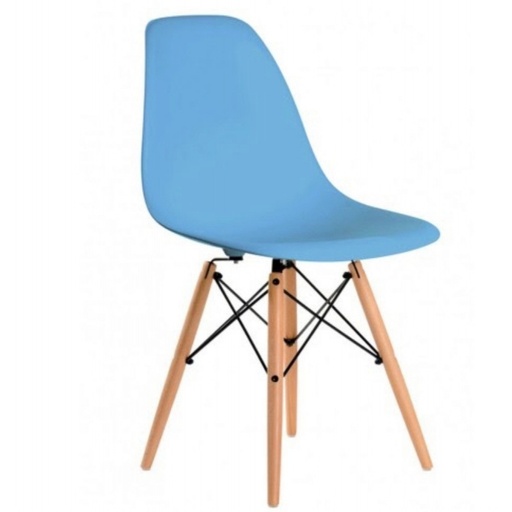 [120024] SILLA EAMES TRADICIONAL PATAS MADERA CELESTE POLIPROPILENO
