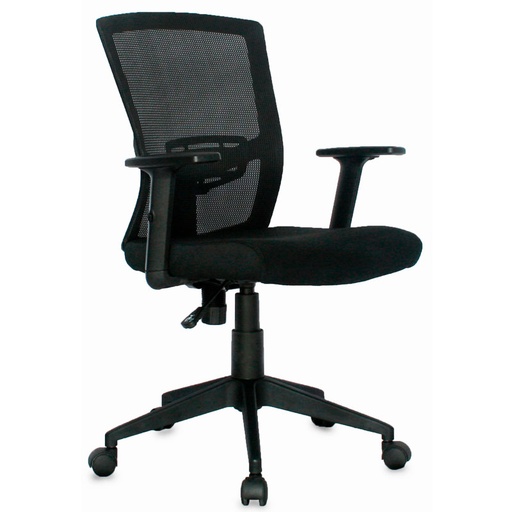 [3-1719] SILLA KYOTO / SIN BRAZOS / BASE NYLON / ASIENTO TAPIZADO PAÑO / ESPALDA EN MALLA NEGRA / SIN CABECERO