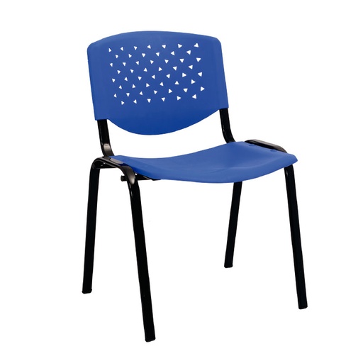 [6-218] SILLA RISMA ESTRUCTURA NEGRA / SIN TAPIZAR / ARMADA / PLASTICO AZUL