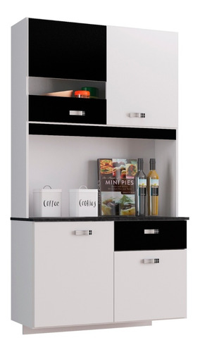 [125052] ALACENA MUEBLE COCINA LILI 4 PUERTAS BLANCO NEGRO