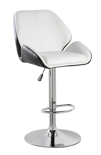 [100106] SILLA BAR BLANCA GENESIS CUERINA ALCOLCHONABLE CROMO