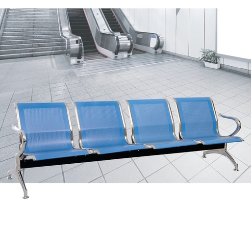 [3-3120] TANDEM CROMO 4 PUESTOS / COCA AZUL / ESTRUCTURA CROMADA