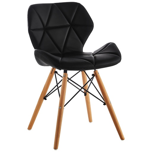 [120006] SILLA GONGGA ALCOLCHONADA NEGRO CUERINA PATAS MADERA