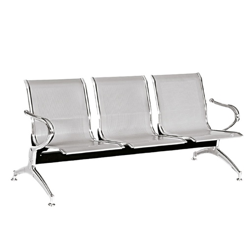 [3-3101] TANDEM DE 3 PUESTOS ACERO GRIS Y CROMO PARA RECEPCIÓN O SALA DE ESPERA