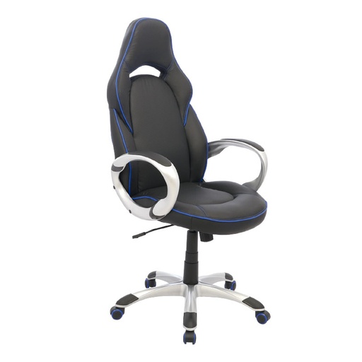 [3-979] SILLA GAMER GERENCIAL MC LAREN AZUL BASE NYLON / ESPALDAR Y ASIENTO EN CUERO SINTETICO