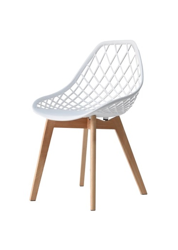 [C340982] SILLA RESTAURANTE DISEÑO BLANCO ESTRUCTURA MADERA MSA