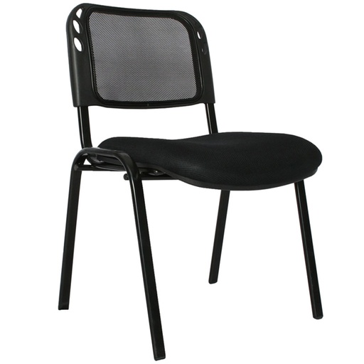 [104000] SILLA INTERLOCUTORA ISOCELES METALICA NEGRA MALLA