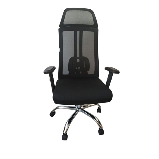 [100095] SILLA GERENCIAL CON SOPORTE LUMBAR EVEREST MALLA NEGRA BRAZOS GRAGUABLES