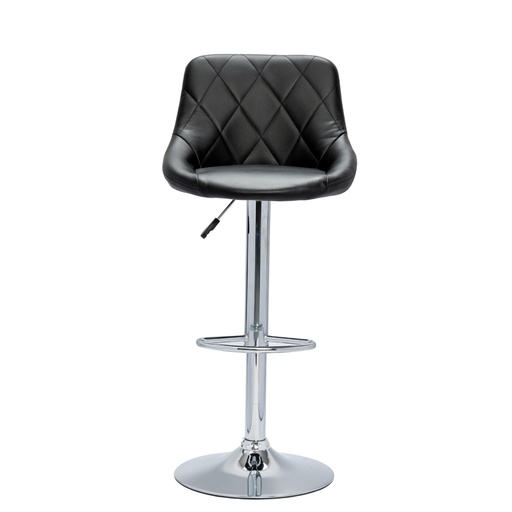 [122001] SILLA BAR ALCOLCHONADA CUERINA NEGRO AJUSTE DE ALTURA COLOR NEGRO CROMO AURORA