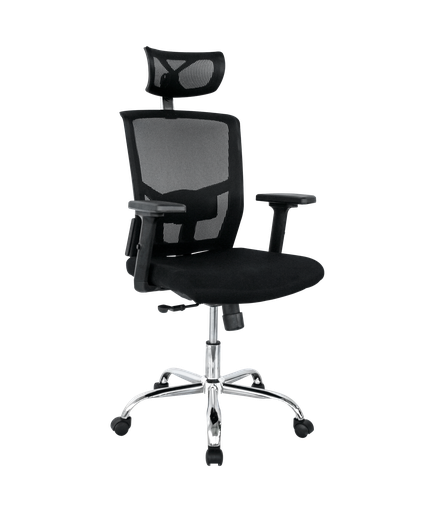 [003-1655+003-0810] SILLA OFICINA ERGONÓMICA APOYO LUMBAR BZOS AJUSTABLES SYNCRO NAIROBI CROMO