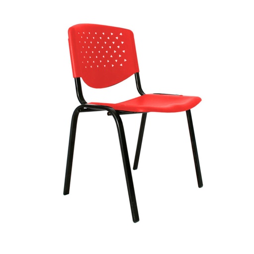[6-222] SILLA INTERLOCUTORA RISMA ROJA BASE NEGRA POLIPROPILENO
