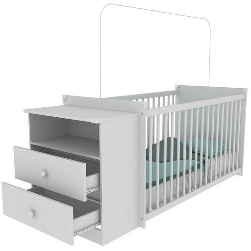 [100073] CUNA COMODA BLANCA CON 2 CAJONES 60CM DE ANCHO X 130CM DE LARGO