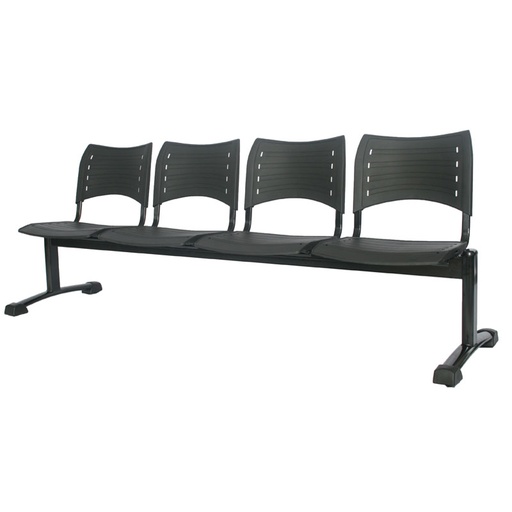 [6-635] SILLA TANDEM DE 4 PUESTOS POLIPROPILENO BASE METALICA NEGRA SMART