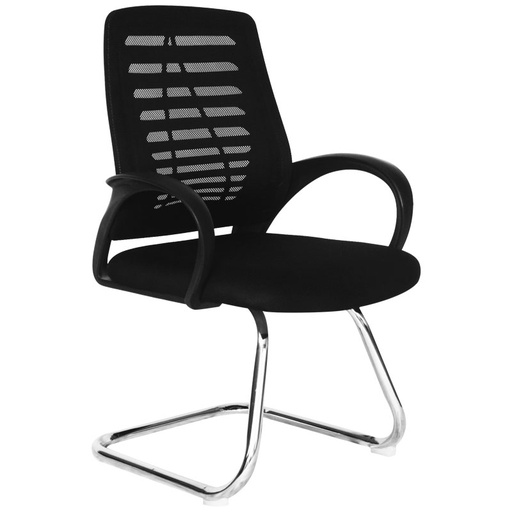 [3-1084] INTERLOCUTORA AMERICA BASE CROMO BRAZOS FIJOS MALLA NEGRO